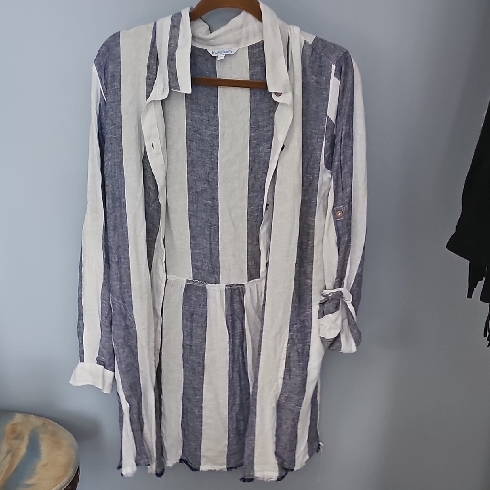 Blue Island Navy and White Striped Dress